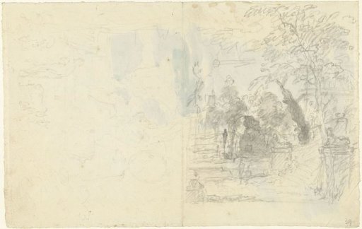 Sketch sheet with two landscapes