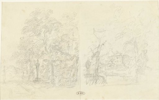 Sketch sheet with two landscapes