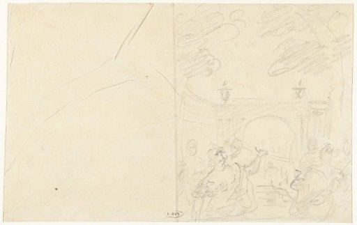 Sketch of figures in a landscape