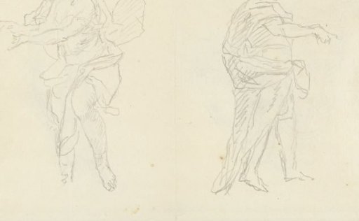 Two sketches of a woman and a warrior