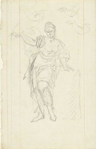 Sketch sheet with a standing woman