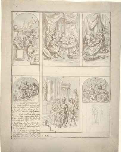 Design for a wall painting with scenes from the life of Aeneas