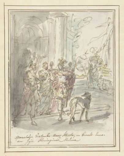 Menelaus departs for Crete and entrusts Aeneas to Helen