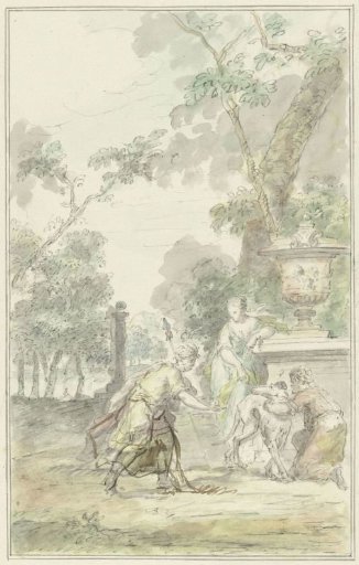 Design for a wall painting: Dorinda Returns Silvio's Dog