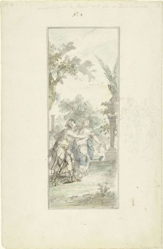 Design for a wall painting: Amaryllis Recognizes Myrtillo