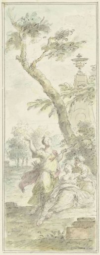Design for a wall painting: Dorinda Struck by Silvio's Arrow