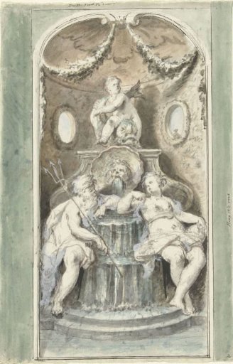 Design for a decorative painting with a fountain