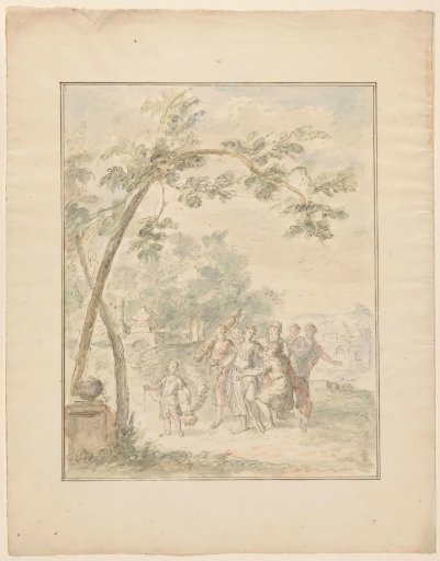 Design for a wall painting of a landscape with a group of figures