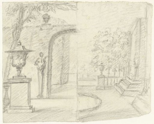 Two sketches of a garden