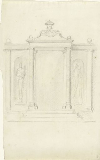 Classicist gate with columns and statues