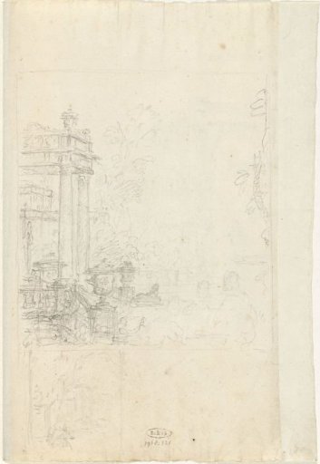 Portico with vases and garden