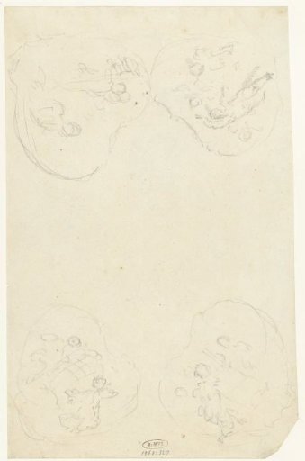 Design for the four corner ornaments of a ceiling painting