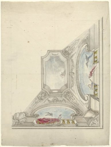 Design for a ceiling painting with a broken vault with a view of the sky