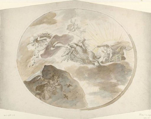 Design for a ceiling painting with Aurora driving away the Night
