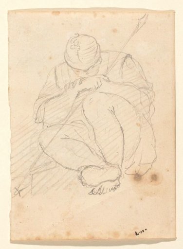 Crouching seated, sleeping soldier