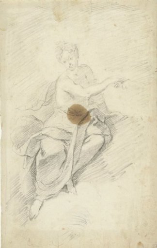 Study of a nymph or goddess seated in the clouds