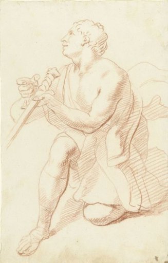 Study of a kneeling man with a sword