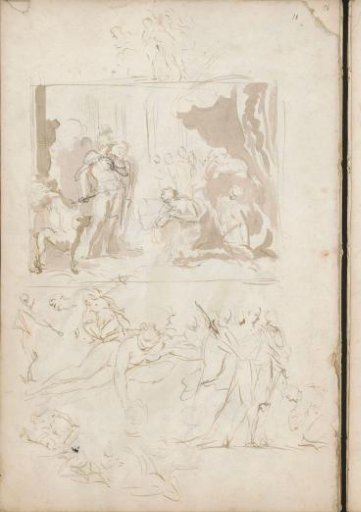 Supplicant figures before a Roman soldier