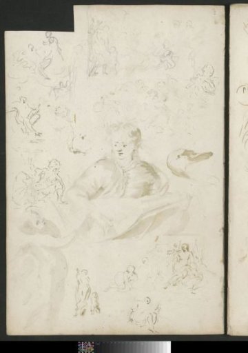 Lute player, a duck's head and figures