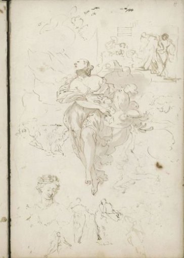 Study sheet, including a floating woman