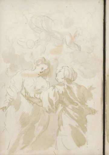 Two women standing diagonally opposite each other
