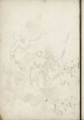 Standing woman with sword and lance