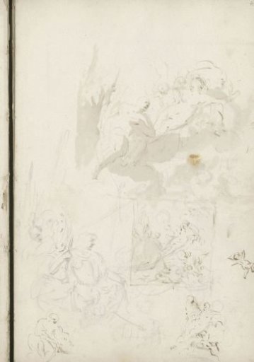 Composition studies, a putto and figures