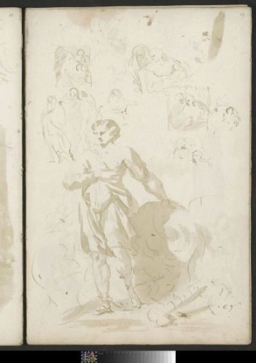 Standing man with hand on chest