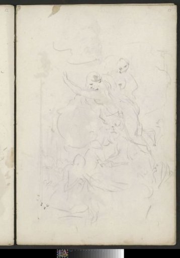 Group of figures before or near a cloud