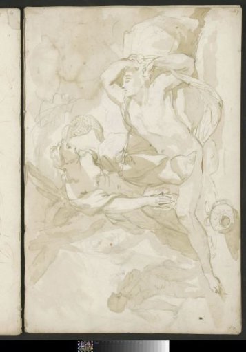Woman bending over a dying man