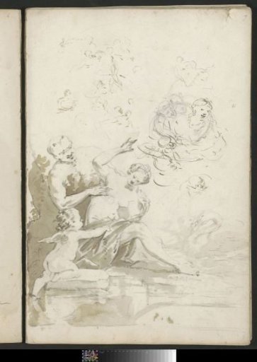 Nude man and woman with a putto at a waterside