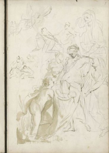 Woman holding up a child for three standing women