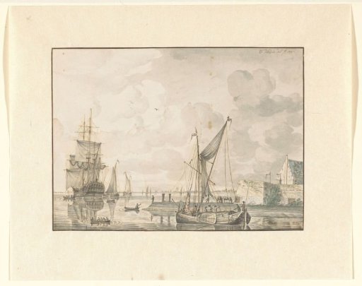 River with various large and small ships