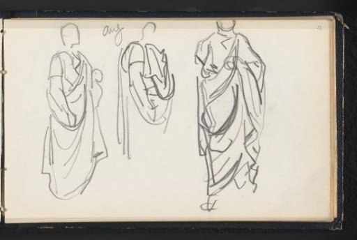 Three standing men in togas