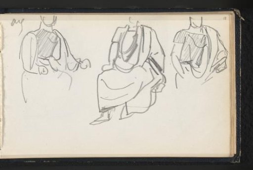 Three seated figures in togas