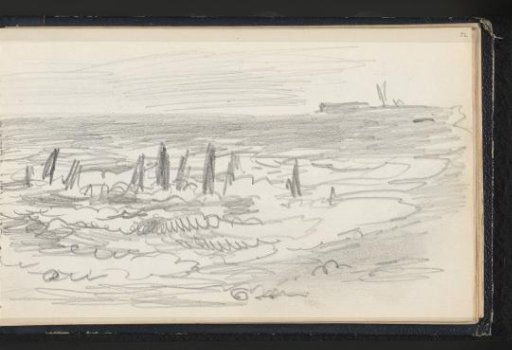 Figure on the beach by a stormy sea