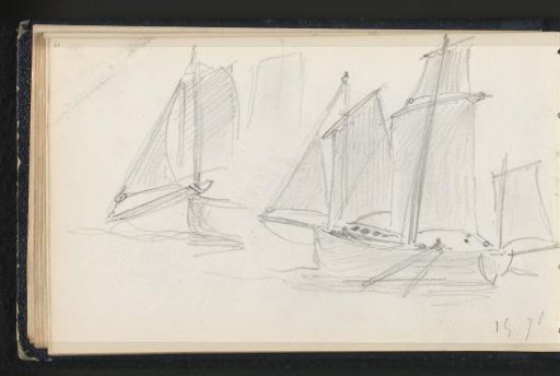 Two sailing boats with oars