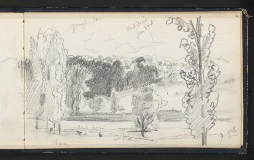 Landscape with trees and a house