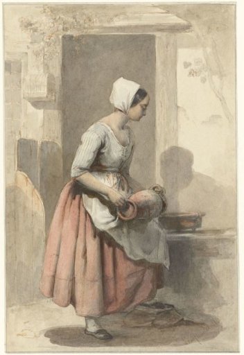 Girl with a Pitcher at the Entrance of a House