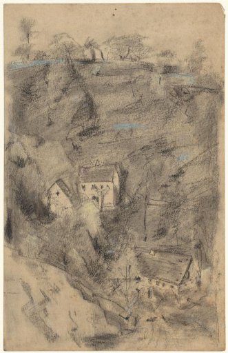 Houses against a hill near Dresden (Wachwitz?)