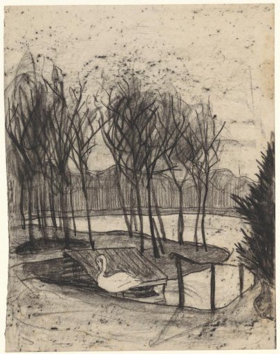 Swan by a pond