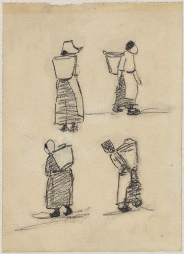 Sketches of women with a basket on their back