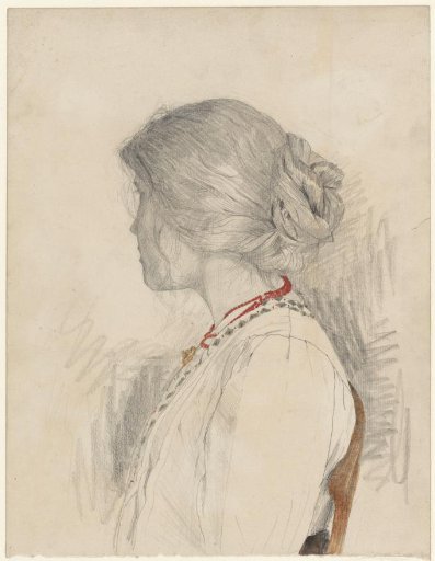 Study of a woman in a chair, in profile to the left