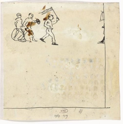 Street boys with flag and hoop