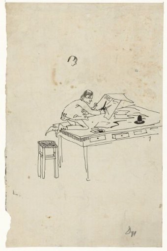 Gnome kneeling and winking on a table