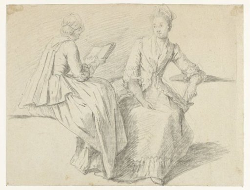 Study sheet with two seated girls