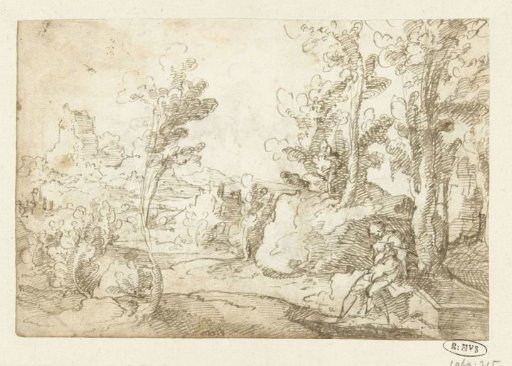Landscape with a Figure Sitting by a Well