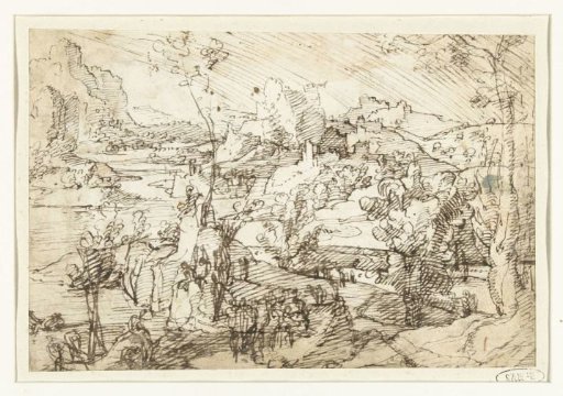 Landscape with Rocks, Figures, and a Sailing Ship