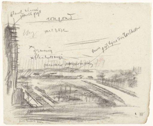 Landscape with two ditches and a building