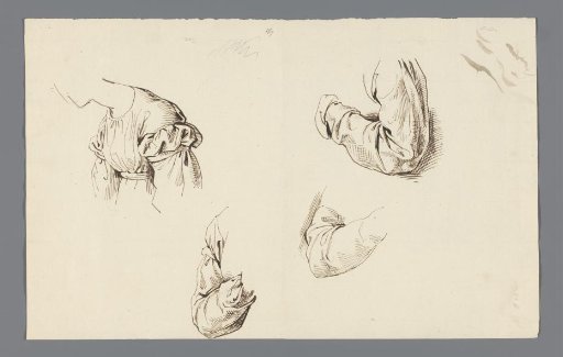 Sheet with drapery and costume studies